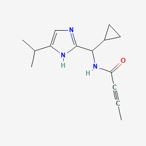 molecular formula C14H19N3O B2745941 N-[Cyclopropyl-(5-propan-2-yl-1H-imidazol-2-yl)methyl]but-2-ynamide CAS No. 2411306-53-9