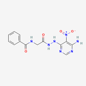 molecular formula C13H13N7O4 B2745942 N-(2-(2-(6-氨基-5-硝基嘧啶-4-基)肼基)-2-氧乙基)苯甲酰胺 CAS No. 450346-02-8