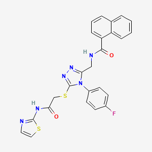 molecular formula C25H19FN6O2S2 B2745949 N-((4-(4-氟苯基)-5-((2-氧代-2-(噻唑-2-基氨基)乙基)硫基)-4H-1,2,4-三唑-3-基甲基)-1-萘酰胺 CAS No. 393874-16-3