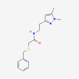 molecular formula C16H21N3OS B2745951 2-(benzylthio)-N-(2-(1,5-dimethyl-1H-pyrazol-3-yl)ethyl)acetamide CAS No. 2034260-88-1