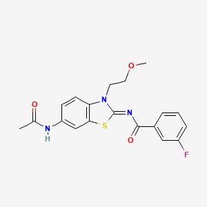 molecular formula C19H18FN3O3S B2745957 (Z)-N-(6-乙酰氨基-3-(2-甲氧基乙基)苯并[d]噻唑-2(3H)-基亚甲基)-3-氟苯甲酰胺 CAS No. 1005934-90-6