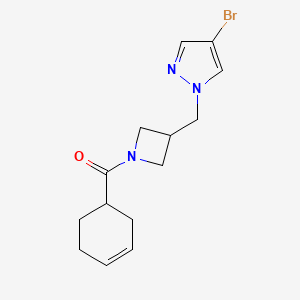 molecular formula C14H18BrN3O B2745960 4-bromo-1-{[1-(cyclohex-3-ene-1-carbonyl)azetidin-3-yl]methyl}-1H-pyrazole CAS No. 2415464-70-7