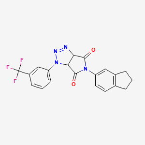 molecular formula C20H15F3N4O2 B2745963 5-(2,3-dihydro-1H-inden-5-yl)-1-(3-(trifluoromethyl)phenyl)-1,6a-dihydropyrrolo[3,4-d][1,2,3]triazole-4,6(3aH,5H)-dione CAS No. 1171792-49-6