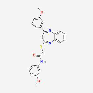 molecular formula C25H23N3O3S B2745964 N-(3-methoxyphenyl)-2-((4-(3-methoxyphenyl)-3H-benzo[b][1,4]diazepin-2-yl)thio)acetamide CAS No. 1207058-28-3