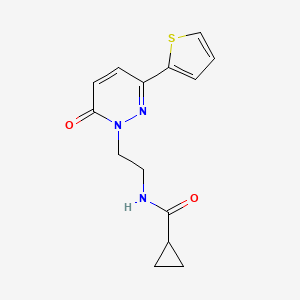 molecular formula C14H15N3O2S B2745967 N-(2-(6-oxo-3-(thiophen-2-yl)pyridazin-1(6H)-yl)ethyl)cyclopropanecarboxamide CAS No. 946340-67-6