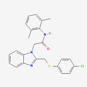 molecular formula C24H22ClN3OS B2745981 2-(2-{[(4-chlorophenyl)sulfanyl]methyl}-1H-1,3-benzimidazol-1-yl)-N-(2,6-dimethylphenyl)acetamide CAS No. 339100-96-8