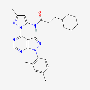 3-cyclohexyl-N-{1-[1-(2,4-dimethylphenyl)-1H-pyrazolo[3,4-d]pyrimidin-4-yl]-3-methyl-1H-pyrazol-5-yl}propanamide