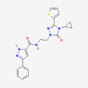 N-(2-(4-cyclopropyl-5-oxo-3-(thiophen-2-yl)-4,5-dihydro-1H-1,2,4-triazol-1-yl)ethyl)-1-methyl-3-phenyl-1H-pyrazole-5-carboxamide