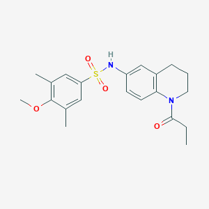 molecular formula C21H26N2O4S B2745998 4-methoxy-3,5-dimethyl-N-(1-propionyl-1,2,3,4-tetrahydroquinolin-6-yl)benzenesulfonamide CAS No. 946334-69-6