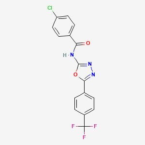 molecular formula C16H9ClF3N3O2 B2746000 4-氯-N-(5-(4-(三氟甲基)苯基)-1,3,4-噁二唑-2-基)苯甲酰胺 CAS No. 1170601-21-4