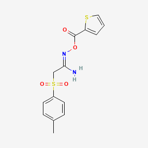 molecular formula C14H14N2O4S2 B2746002 2-氨基-1-氮代-3-((4-甲基苯基)磺醚基)丙-1-烯基噻吩-2-羧酸酯 CAS No. 914636-39-8