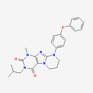 molecular formula C25H27N5O3 B2746004 1-methyl-3-(2-methylpropyl)-9-(4-phenoxyphenyl)-7,8-dihydro-6H-purino[7,8-a]pyrimidine-2,4-dione CAS No. 849923-04-2