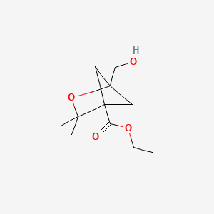 molecular formula C11H18O4 B2746009 乙酸乙酯 1-(羟甲基)-3,3-二甲基-2-氧杂双环[2.1.1]己烷-4-羧酸酯 CAS No. 2230802-74-9