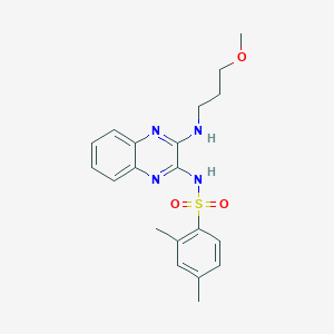 molecular formula C20H24N4O3S B2746023 N-[3-(3-methoxypropylamino)quinoxalin-2-yl]-2,4-dimethylbenzenesulfonamide CAS No. 714943-52-9