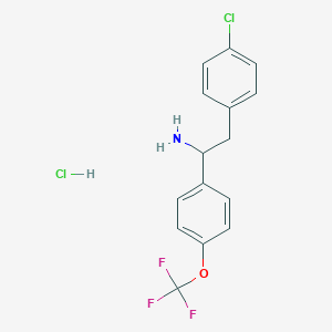 molecular formula C15H14Cl2F3NO B2746024 2-(4-氯苯基)-1-(4-(三氟甲氧基)苯基)乙胺；盐酸盐 CAS No. 2309447-48-9