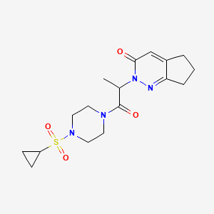 molecular formula C17H24N4O4S B2746028 2-(1-(4-(cyclopropylsulfonyl)piperazin-1-yl)-1-oxopropan-2-yl)-6,7-dihydro-2H-cyclopenta[c]pyridazin-3(5H)-one CAS No. 2097921-40-7