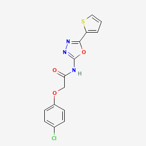 molecular formula C14H10ClN3O3S B2746035 2-(4-氯苯氧基)-N-(5-噻吩-2-基-1,3,4-噁二唑-2-基)乙酰胺 CAS No. 865287-83-8