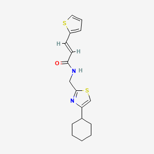 molecular formula C17H20N2OS2 B2746037 (E)-N-((4-cyclohexylthiazol-2-yl)methyl)-3-(thiophen-2-yl)acrylamide CAS No. 2035036-16-7