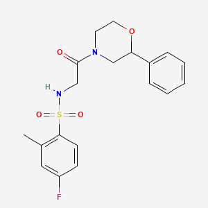molecular formula C19H21FN2O4S B2746044 4-fluoro-2-methyl-N-(2-oxo-2-(2-phenylmorpholino)ethyl)benzenesulfonamide CAS No. 954095-50-2