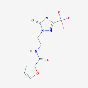molecular formula C11H11F3N4O3 B2746060 N-(2-(4-methyl-5-oxo-3-(trifluoromethyl)-4,5-dihydro-1H-1,2,4-triazol-1-yl)ethyl)furan-2-carboxamide CAS No. 1421482-03-2