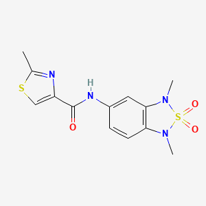 molecular formula C13H14N4O3S2 B2746063 N-(1,3-dimethyl-2,2-dioxido-1,3-dihydrobenzo[c][1,2,5]thiadiazol-5-yl)-2-methylthiazole-4-carboxamide CAS No. 2034455-92-8
