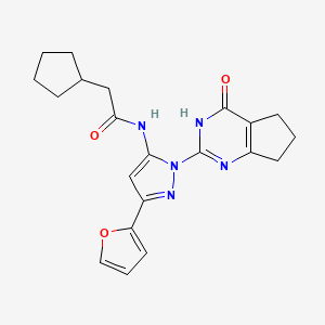 2-cyclopentyl-N-(3-(furan-2-yl)-1-(4-oxo-4,5,6,7-tetrahydro-3H-cyclopenta[d]pyrimidin-2-yl)-1H-pyrazol-5-yl)acetamide