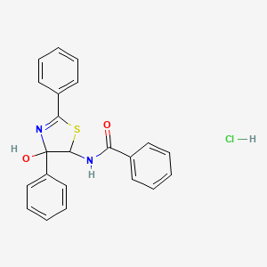 molecular formula C22H19ClN2O2S B2746071 N-(4-hydroxy-2,4-diphenyl-4,5-dihydrothiazol-5-yl)benzamide hydrochloride CAS No. 475198-81-3