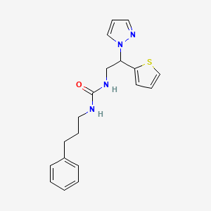 molecular formula C19H22N4OS B2746074 1-(2-(1H-pyrazol-1-yl)-2-(thiophen-2-yl)ethyl)-3-(3-phenylpropyl)urea CAS No. 2034542-93-1