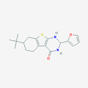 molecular formula C18H22N2O2S B274608 7-Tert-butyl-2-(furan-2-yl)-1,2,5,6,7,8-hexahydro[1]benzothieno[2,3-d]pyrimidin-4-ol 