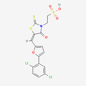 (E)-2-(5-((5-(2,5-dichlorophenyl)furan-2-yl)methylene)-4-oxo-2-thioxothiazolidin-3-yl)ethanesulfonic acid