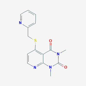 molecular formula C15H14N4O2S B2746090 1,3-dimethyl-5-((pyridin-2-ylmethyl)thio)pyrido[2,3-d]pyrimidine-2,4(1H,3H)-dione CAS No. 899988-33-1