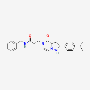 molecular formula C25H26N4O2 B2746095 N-benzyl-3-{4-oxo-2-[4-(propan-2-yl)phenyl]-4H,5H-pyrazolo[1,5-a]pyrazin-5-yl}propanamide CAS No. 1326835-24-8