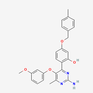 molecular formula C26H25N3O4 B2746109 2-(2-Amino-5-(3-methoxyphenoxy)-6-methylpyrimidin-4-yl)-5-((4-methylbenzyl)oxy)phenol CAS No. 898913-40-1