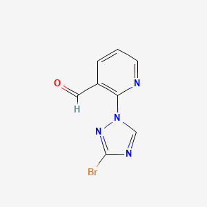 molecular formula C8H5BrN4O B2746113 2-(3-溴-1H-1,2,4-三唑-1-基)吡啶-3-甲醛 CAS No. 1807977-32-7