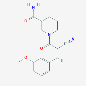 molecular formula C17H19N3O3 B2746114 1-[(Z)-2-cyano-3-(3-methoxyphenyl)prop-2-enoyl]piperidine-3-carboxamide CAS No. 1334030-61-3