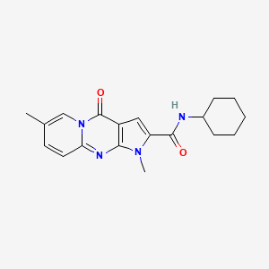 molecular formula C19H22N4O2 B2746120 N-cyclohexyl-1,7-dimethyl-4-oxo-1,4-dihydropyrido[1,2-a]pyrrolo[2,3-d]pyrimidine-2-carboxamide CAS No. 946359-16-6