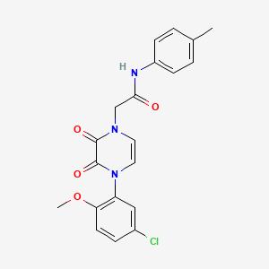 molecular formula C20H18ClN3O4 B2746122 2-[4-(5-chloro-2-methoxyphenyl)-2,3-dioxopyrazin-1-yl]-N-(4-methylphenyl)acetamide CAS No. 898463-63-3