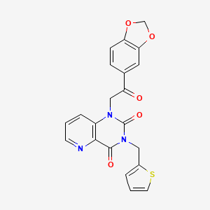 molecular formula C21H15N3O5S B2746124 1-(2-(benzo[d][1,3]dioxol-5-yl)-2-oxoethyl)-3-(thiophen-2-ylmethyl)pyrido[3,2-d]pyrimidine-2,4(1H,3H)-dione CAS No. 955524-47-7