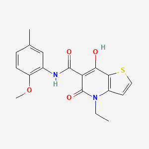 molecular formula C18H18N2O4S B2746133 4-ethyl-7-hydroxy-N-(2-methoxy-5-methylphenyl)-5-oxo-4,5-dihydrothieno[3,2-b]pyridine-6-carboxamide CAS No. 1251572-20-9