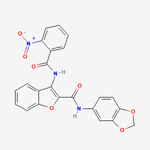 molecular formula C23H15N3O7 B2746134 N-(benzo[d][1,3]dioxol-5-yl)-3-(2-nitrobenzamido)benzofuran-2-carboxamide CAS No. 888460-92-2
