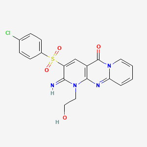 molecular formula C19H15ClN4O4S B2746140 3-((4-chlorophenyl)sulfonyl)-1-(2-hydroxyethyl)-2-imino-1H-dipyrido[1,2-a:2',3'-d]pyrimidin-5(2H)-one CAS No. 578734-55-1