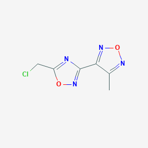 molecular formula C6H5ClN4O2 B2746149 3-[5-(Chloromethyl)-1,2,4-oxadiazol-3-yl]-4-methyl-1,2,5-oxadiazole CAS No. 890095-48-4
