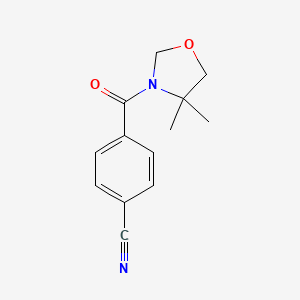 molecular formula C13H14N2O2 B2746156 4-[(4,4-Dimethyl-1,3-oxazolan-3-yl)carbonyl]benzenecarbonitrile CAS No. 866157-35-9