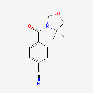 molecular formula C13H14N2O2 B2746156 4-[(4,4-二甲基-1,3-噁唑环丁-3-基)甲酰基]苯基甲腈 CAS No. 866157-35-9