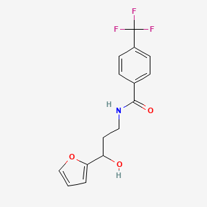 molecular formula C15H14F3NO3 B2746157 N-(3-(furan-2-yl)-3-hydroxypropyl)-4-(trifluoromethyl)benzamide CAS No. 1421446-42-5
