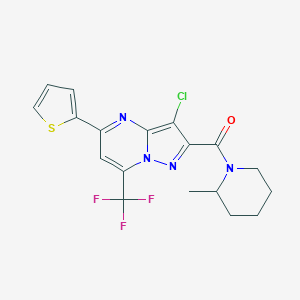 3-Chloro-2-[(2-methyl-1-piperidinyl)carbonyl]-5-(2-thienyl)-7-(trifluoromethyl)pyrazolo[1,5-a]pyrimidine