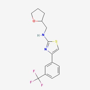 molecular formula C15H15F3N2OS B2746160 N-(oxolan-2-ylmethyl)-4-[3-(trifluoromethyl)phenyl]-1,3-thiazol-2-amine CAS No. 929973-84-2