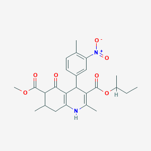 molecular formula C25H30N2O7 B2746169 3-Sec-butyl 6-methyl 2,7-dimethyl-4-(4-methyl-3-nitrophenyl)-5-oxo-1,4,5,6,7,8-hexahydroquinoline-3,6-dicarboxylate CAS No. 1005053-19-9