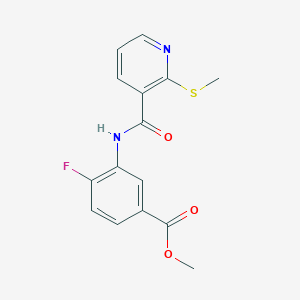 molecular formula C15H13FN2O3S B2746184 Methyl 4-fluoro-3-[2-(methylsulfanyl)pyridine-3-amido]benzoate CAS No. 1031075-94-1