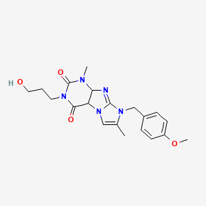 molecular formula C20H23N5O4 B2746187 3-(3-hydroxypropyl)-8-[(4-methoxyphenyl)methyl]-1,7-dimethyl-1H,2H,3H,4H,8H-imidazo[1,2-g]purine-2,4-dione CAS No. 876902-45-3